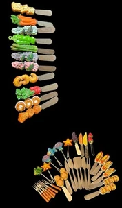 44 Stück Buttermesser Käsestreuer Gabeln Figuren Obst Trödel Essen Meeresfrüchte - Bild 1 von 12