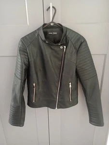 Womens Black Leather Biker Jacket Summer Fashion Size Medium - Picture 1 of 4