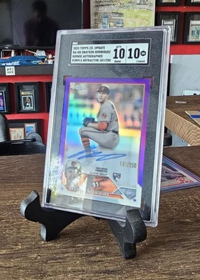 2023 Topps Chrome - Rookie Autographs Grayson Rodriguez #RA-GR Purple Refractor  - Image 1 of 2