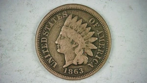 1863 Indian Head Cent KM 90 US coins lot #74 - Picture 1 of 2