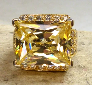 ADI .925 Sterling Silver & Large Yellow CZ Statement Ring Estate Find ! - Picture 1 of 12