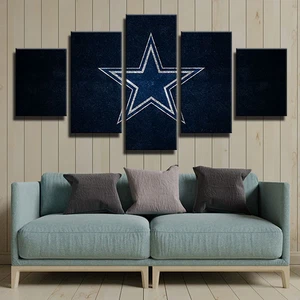 Dallas Cowboys NFL Sports Team Logo Noble Bling 5 Piece Panel Canvas Wall Art - Picture 1 of 5