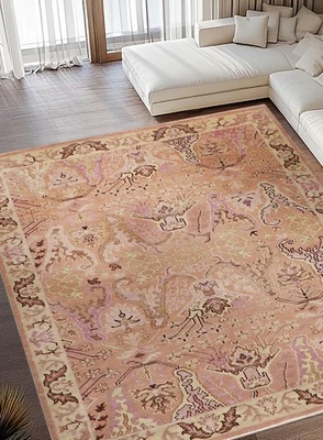 Hank Woven Meravine Peach Blush Oushak Hand Knotted Soft Wool Area Rug - Image 1 of 4