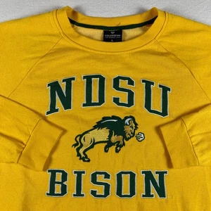 North Dakota St Bison Sweatshirt Womens Large Yellow Crew Neck Spellout NCAA - Picture 1 of 11