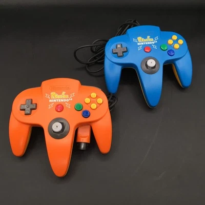 Nintendo 64 Controller Pikachu Naranja Azul set Pokemon Japón Probado - Imagen 1 de 4