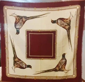 Rare Vintage Ralph Lauren burgundy Pheasant Wool Scarf 46 x 46 Inches Square - Picture 1 of 4