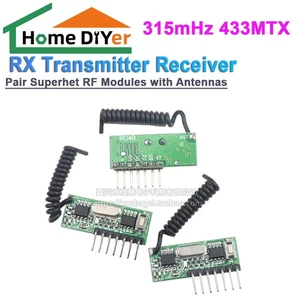 315mHz 433MTX RX Transmitter Receiver Pair Superhet RF Modules with Antennas - Picture 1 of 11