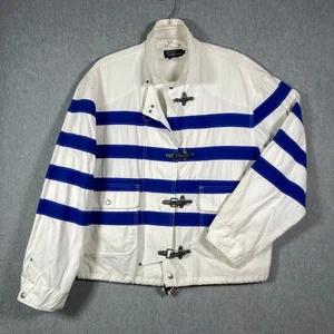 Vintage Polo Ralph Lauren Feuerwehrmann Mantel Jacke Herren L weiß blau Made in USA - HINWEISE - Bild 1 von 24