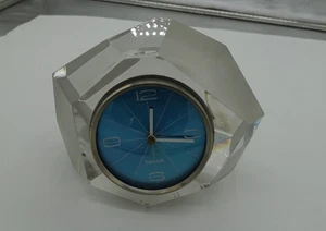 Mercedes Tischuhr,  Glas,  Kristall, Diamant, vintage, 70er, Uhr defekt - Bild 1 von 6
