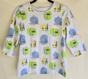 Vintage Y2K Christopher & Banks Sz M Top White Multi 3/4 Sleeve Knit City Ladies - Picture 1 of 3