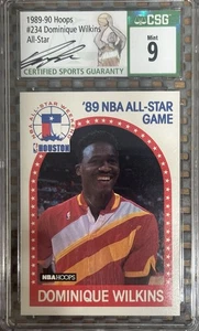 1989 NBA Hoops All Star 🔥 Dominique Wilkins Autograph 🔥 CSG Custom Label RARE! - Bild 1 von 3