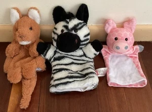 HAND PUPPET ANIMAL BUNDLE PIG ZEBRA KANGAROO LOT OF 3 - Picture 1 of 13