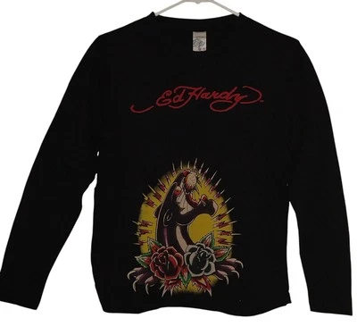 Camisa De Colección Ed Hardy Niños Talla 12 Rosas Pantera Manga Larga Christian Audigier Nueva Con Etiquetas Foto 1 de 4