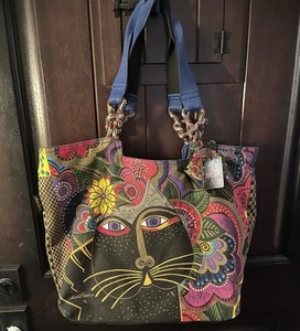 NWT Laurel Burch Handbag Tote Canvas Bag Carlotta’s Cats Theme - Picture 1 of 10