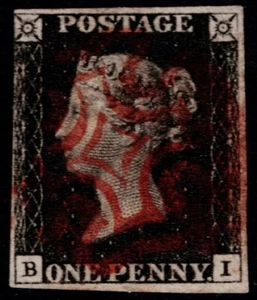 1840 1d Black Plate 7 BI Near 4m Fine Red Maltese Cross Very Fine Cat. £400.00 - Picture 1 of 1