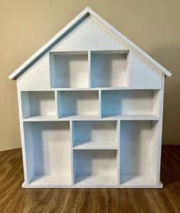 White Wood Curio Display House Wall Unit 18 3/4” Tall X 15 3/4” Wide - Picture 1 of 20