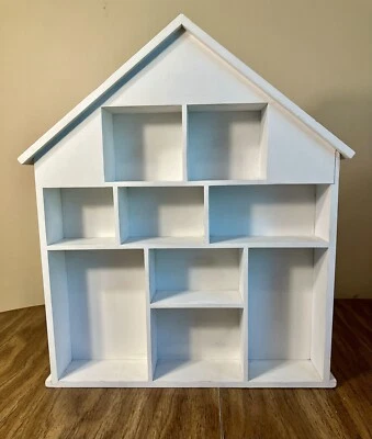 "Unidad de pared de madera blanca para exhibición de curiosidades de 18 3/4"" de alto X 15 3/4"" de ancho" Foto 1 de 4