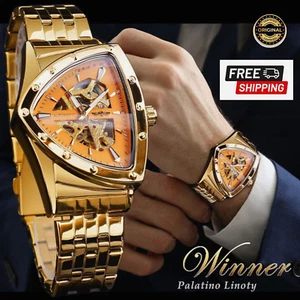 T-Winner Luxury Men's Triangle Mechanical Watches Hollow Skeleton Wristwatch New - Picture 1 of 7