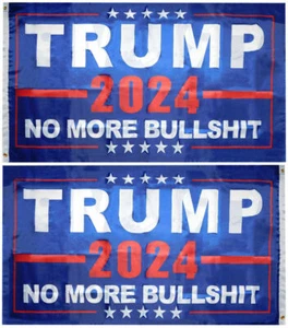 Trump 2024 No More Bull$hit Blue Double Sided 150D Woven Poly Nylon 3'x5' Flag - Picture 1 of 5