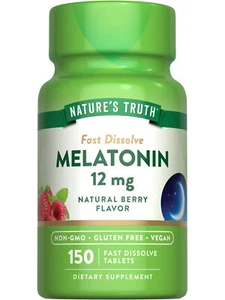 Melatonin 12mg | 150 Fast Dissolve Tablets | Berry Flavor | by Nature's Truth - Picture 1 of 7