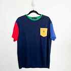 POLO Ralph Lauren Color Block Tee T Shirt Logo Mens Cotton Large Blue Green Red