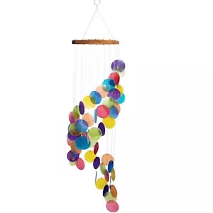 Barry Owens BV1025 Spiral Stairway Capiz Wind Chime, Rainbow - Picture 1 of 1