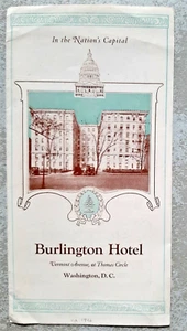1926 Burlington Hotel, Washington DC Advertising Brochure - Maps & Photos BB - Picture 1 of 3