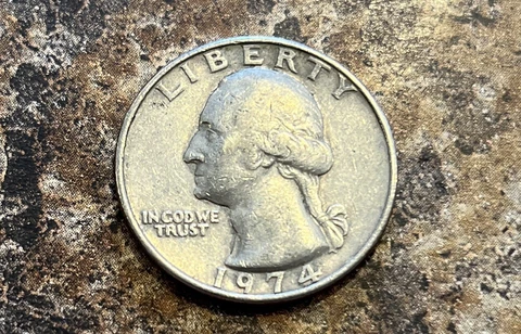 1974 Washington Quarter Dollar Coin Circulated No Mint Mark Error Cover