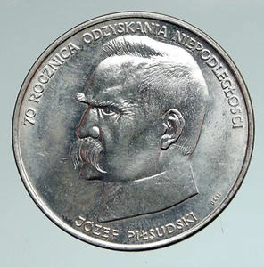 1988 POLAND Jozef Pilsudski 70th Anniv Antique Silver 50,000 Zlotych Coin i90954 - Picture 1 of 3