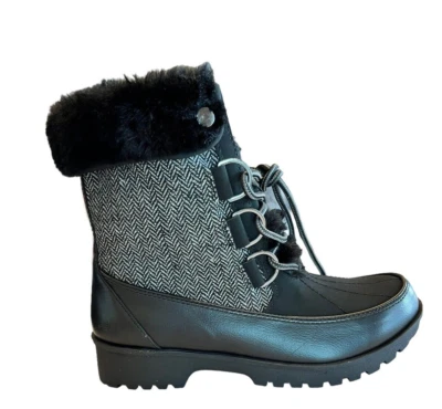 Botas de invierno espiga para mujer talla 6 botas al tobillo con cordones negras JBU Foto 1 de 4