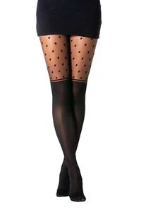 Italy Damen Strumpfhose Overknee Optik Streifen Punkten Blickdichte 40/120 DEN - Bild 1 von 3