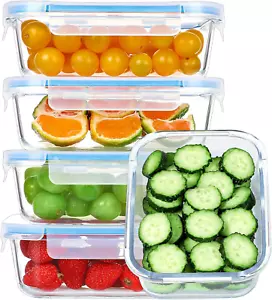 5-PK 35oz Glass Meal Prep Containers w/ Lids - Airtight Food Storage Containers  - Picture 1 of 8
