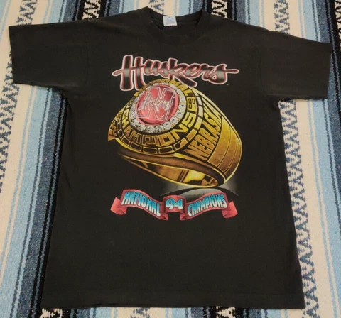 Vintage 90's Salem Nebraska Huskers Championship Ring T Shirt Size Med USA Made Cover