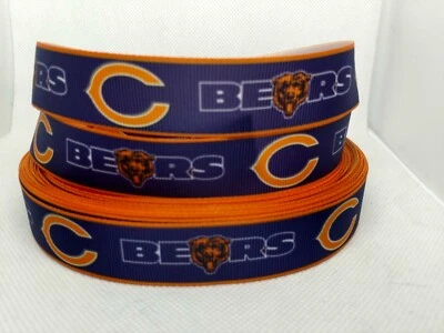 Chicago Bears Football 7/8" Grosgrain Ribbon~ YOUR CHOICE 5 or 10 Yards (NFL) - Image 1 of 3