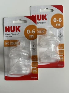 2x2 NUK First Choice Baby Flaschensauger 0-6 Monate Silikon Small Flow 4 insgesamt - Bild 1 von 2