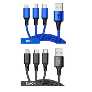 3 in 1 Fast USB Charging Cable Universal Multi Function Cell Phone Charger Cord - Picture 1 of 40