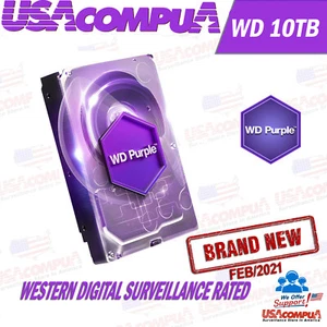 Western Digital Purple 10TB Internal 7200 3.5 inch WD101PURZ Hard Drive Mar 2021 - Picture 1 of 5