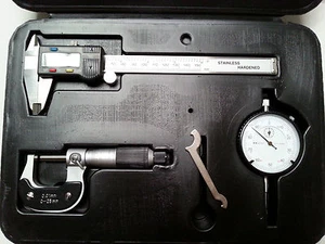 3pc Engineers Measuring Set ~Digital Caliper + Micrometer + Dial Test Indicator - Picture 1 of 4