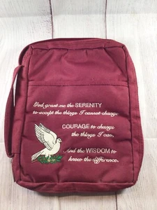 Custodia Bibbia marrone tessuto ricamato God Grant Me Serenity vintage - Foto 1 di 19