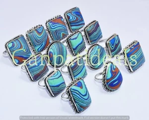 Calsilica Gemstone Ring 5pcs Wholesale Lot 925 Sterling Silver Plated Ring - Picture 1 of 2