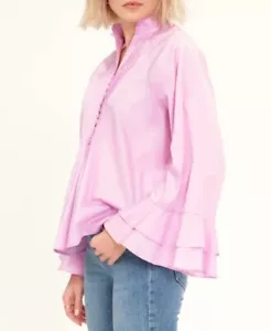 HARSHMAN Plus Sz 2X Nagisa Popover Blouse Top Pink Orchid Bell Sleeves $230.00 - Picture 1 of 7
