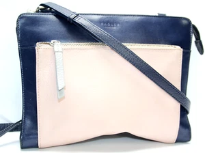 RADLEY Navy & pink Leather medium size multi-pocket cross body bag - Picture 1 of 8