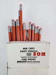 Vintage 1 Gross (144 ct.) Wallace wooden Pencils Peach Color Standard Soft lead? - Picture 1 of 9