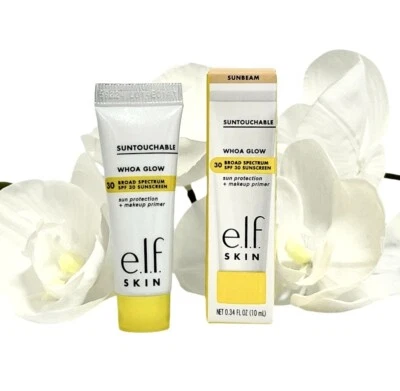 ELF SKIN Suntouchable Whoa Glow SPF 30 + Makeup Primer Sample Sunbeam Shade New - Image 1 of 4
