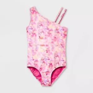 Girls' Gymnastics Floral Spray Sleeveless Leotard - Cat & Jack Pink S 6/6X - Picture 1 of 1