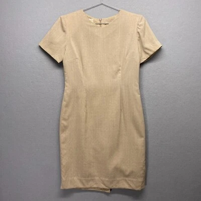 Vestido lápiz vintage Talbots para mujer 2 lana pura tostado hecho en Japón Foto 1 de 4