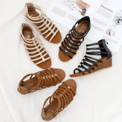 Women's Roman Gladiator Wedge Sandals Hollow Open Toe Casual Summer Shoe Sandals - Image 1 of 4