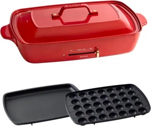 BRUNO Hot Plate Grande Size Flat Plate & Takoyaki BOE026-RD Red AC100V Used - Picture 1 of 7