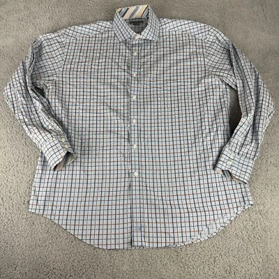 Camisa de Vestir Johnston & Murphy Puño Abatible Para Hombres Grande Azul Cuadros Negocios Informal Lg Foto 1 de 4