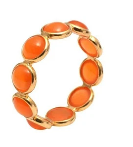 Handmade Natural Carnelian Full Band Ring With 14k Yellow Gold Bezel Setting - Picture 1 of 3